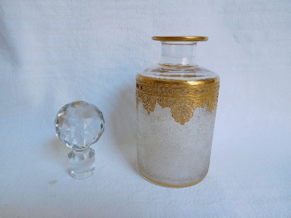 Grand flacon à parfum en cristal de St Louis, modèle Nelly Empire doré - 19cm