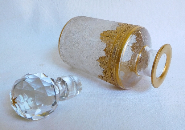 Grand flacon à parfum en cristal de St Louis, modèle Nelly Empire doré - 20cm