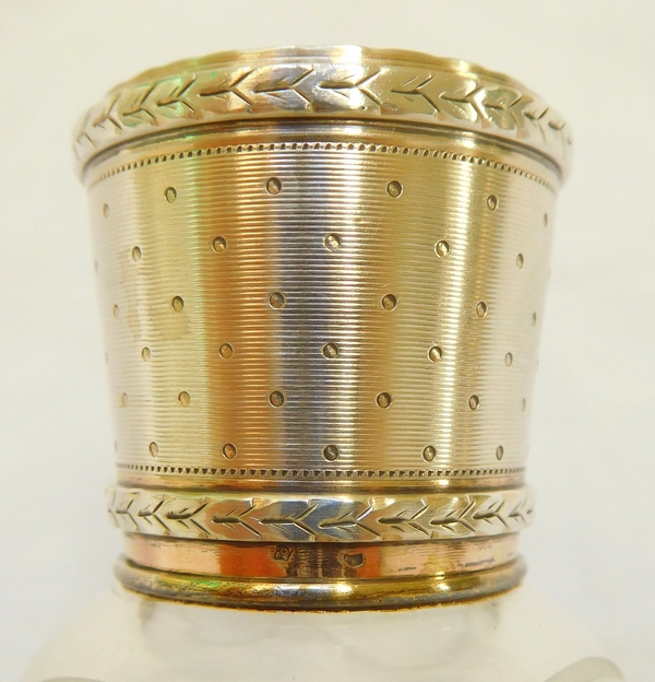 Baccarat crystal and sterling silver and vermeil liquor flask, Louis XVI style