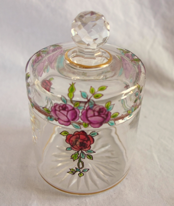 Garniture de toilette 5 pièces en cristal de Baccarat émaillé et doré - modèle Bouquet de Roses