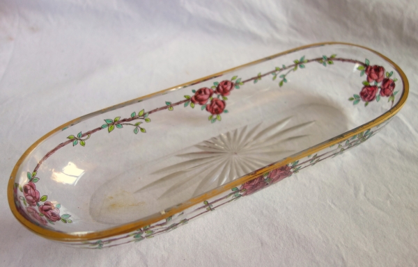 Garniture de toilette 5 pièces en cristal de Baccarat émaillé et doré - modèle Bouquet de Roses