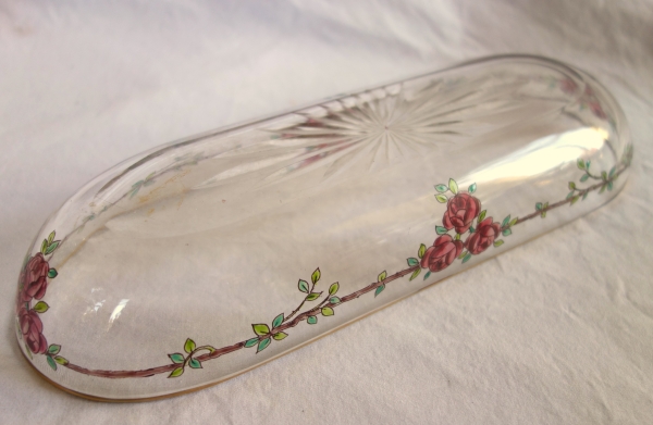 Garniture de toilette 5 pièces en cristal de Baccarat émaillé et doré - modèle Bouquet de Roses