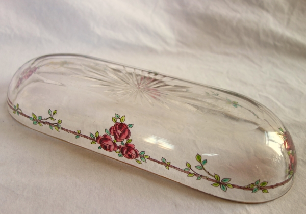 Garniture de toilette 5 pièces en cristal de Baccarat émaillé et doré - modèle Bouquet de Roses