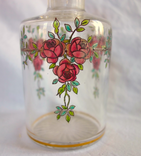 Garniture de toilette 5 pièces en cristal de Baccarat émaillé et doré - modèle Bouquet de Roses