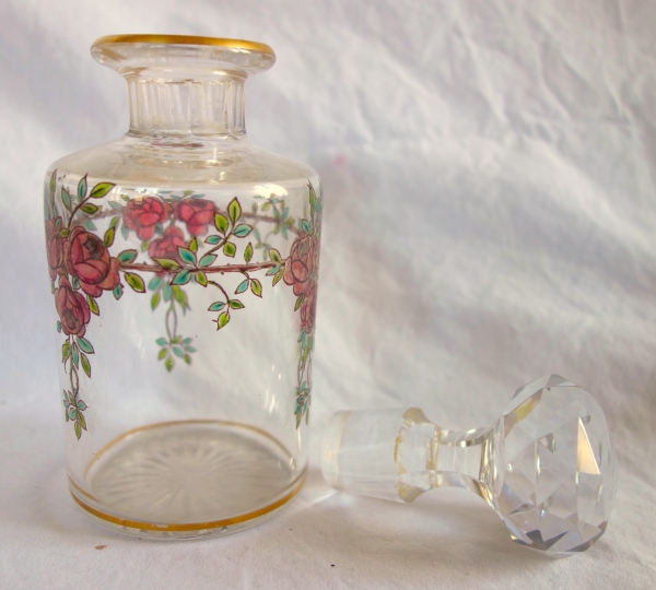 Garniture de toilette 5 pièces en cristal de Baccarat émaillé et doré - modèle Bouquet de Roses