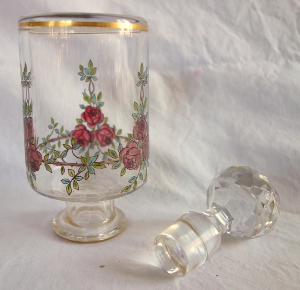 Garniture de toilette 5 pièces en cristal de Baccarat émaillé et doré - modèle Bouquet de Roses