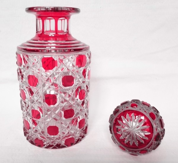 Baccarat crystal perfume bottle, pink overlay crystal - 19cm