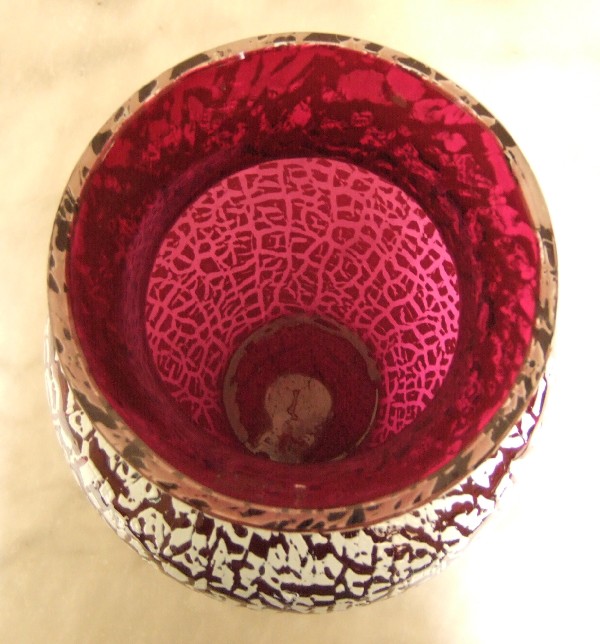 Rare, grand vase / pied de lampe / potiche en cristal de Saint Louis overlay rouge signé