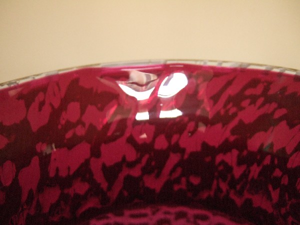 Rare, grand vase / pied de lampe / potiche en cristal de Saint Louis overlay rouge signé