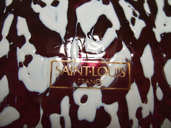 French Saint Louis / St Louis overlay crystal vase, signed