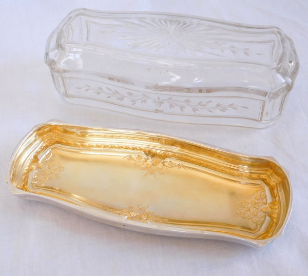 Grande boîte en cristal de Baccarat et argent massif - couronne de Comte - poinçon Minerve
