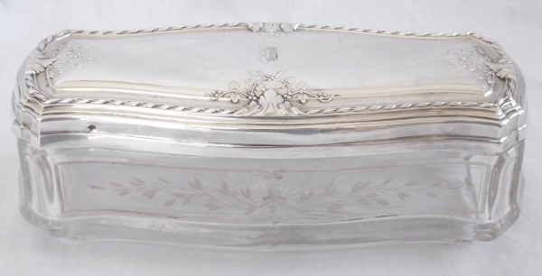 Large Baccarat crystal and sterling silver box - crown of count