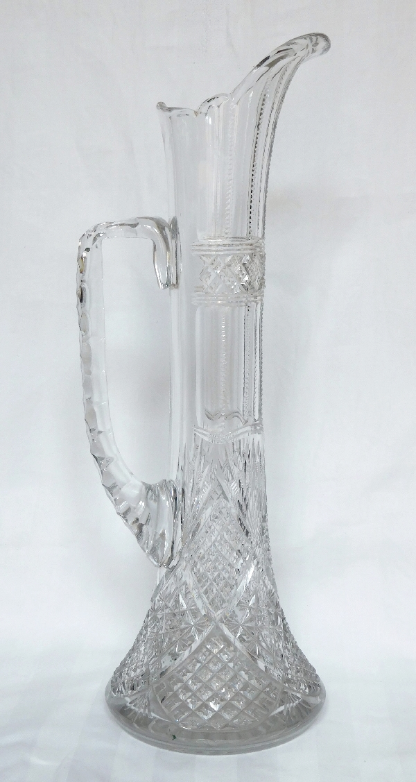 Baccarat grand pichet à bière ou canette / carafe en cristal richement taillé époque 1900