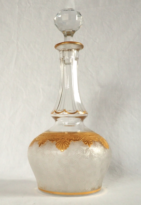 St Louis crystal liquor bottle enhanced with fine gold - Empire style - Nelly pattern