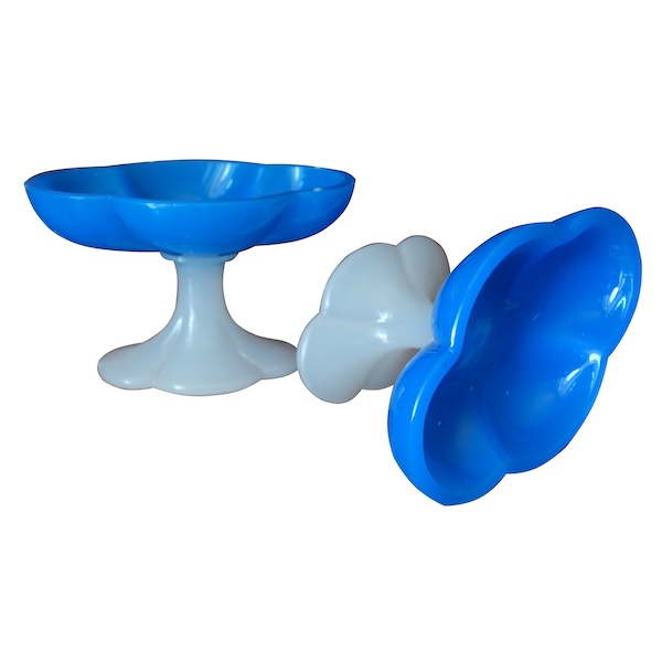 Baccarat crystal : pair of ring holders blue and white opaline - Charles X period
