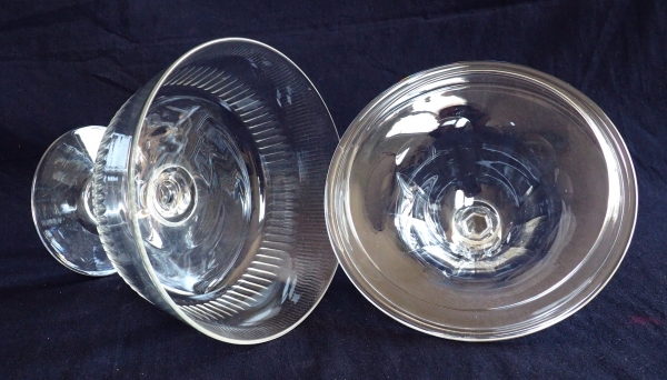 Pair of Baccarat crystal candy bowls, late 19th century