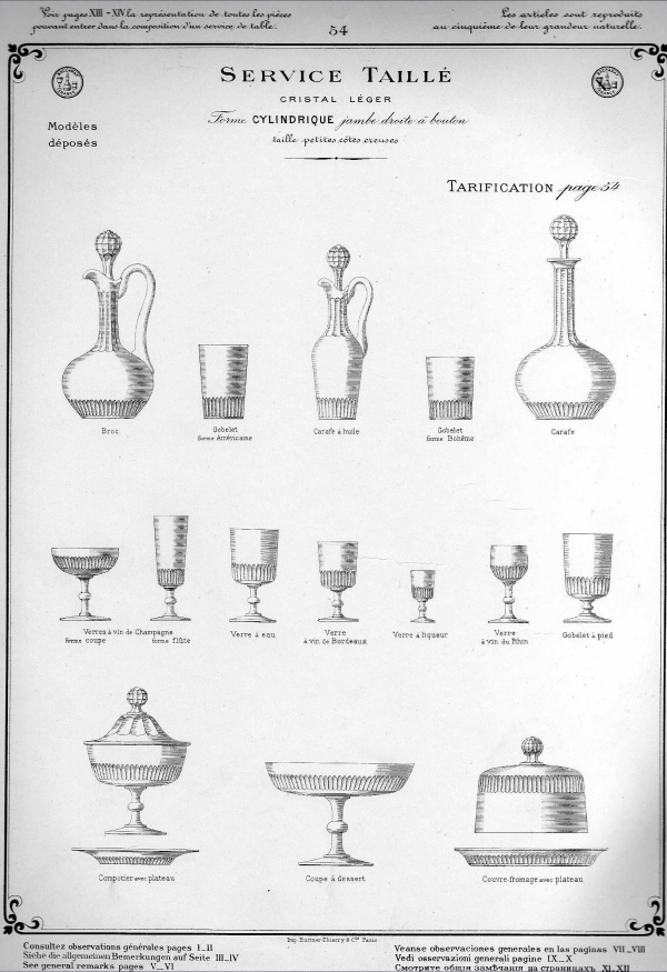 Paire de drageoirs en cristal de Baccarat, modèle à côtes creuses