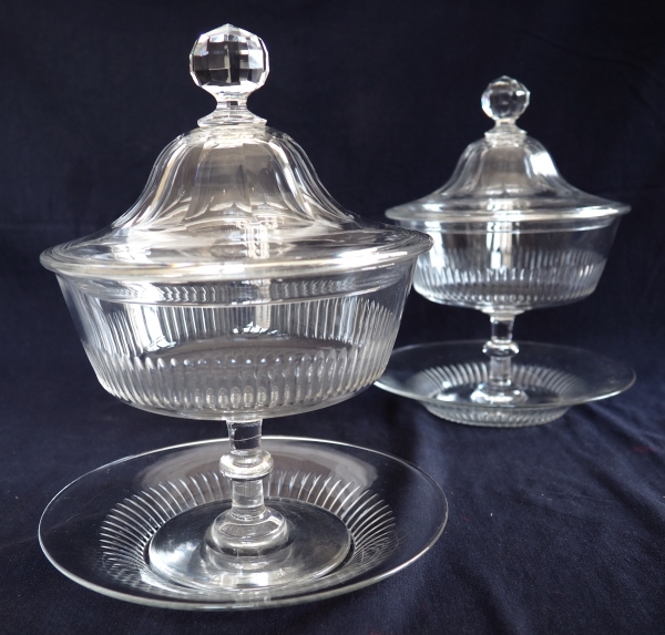 Pair of Baccarat crystal candy bowls, late 19th century