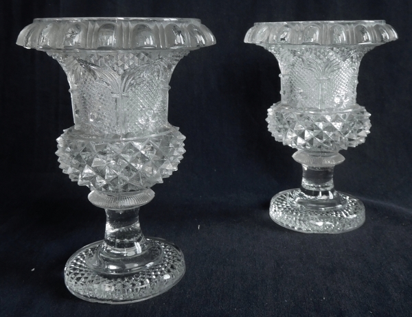 Pair of small medicis Baccarat / Le Creusot crystal vases - 19th century circa 1840