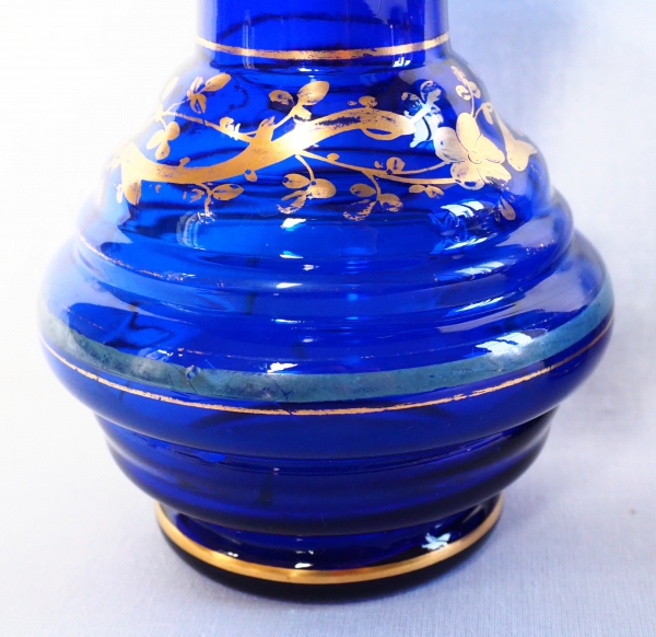 Paire de vases en cristal de Baccarat bleu et or, époque Napoléon III vers 1860