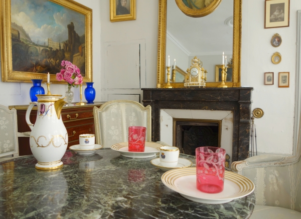 Pair of Baccarat overlay pink crystal glasses, richly engraved model