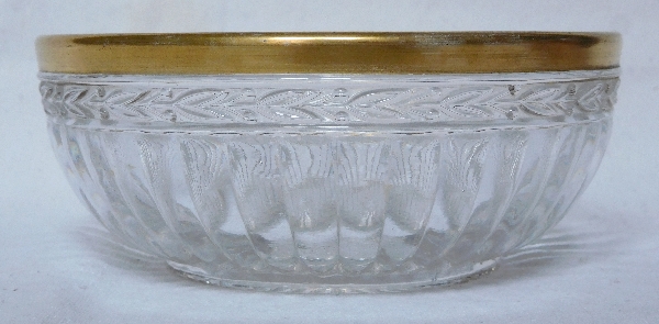 St Louis crystal bowl, laurels pattern enhanced with fine gold