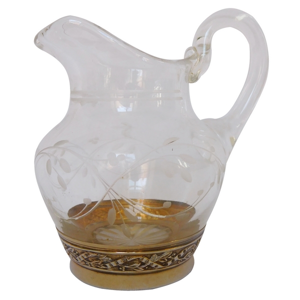 Louis XVI style Baccarat crystal and vermeil milk / cream pitcher