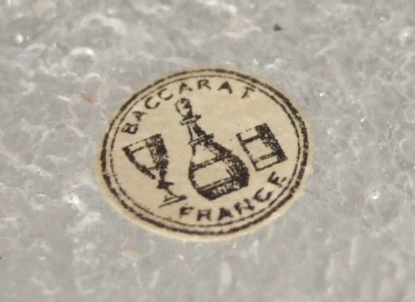 Rare pichet à orangeade avec poche à glace en cristal de Baccarat, étiquette papier