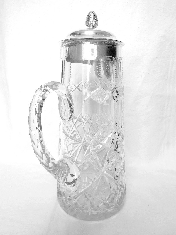 Baccarat crystal & Christofle : tall orangeade pitcher - Lagny pattern