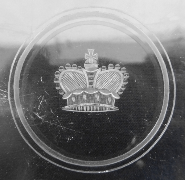 Risler & Carré : plateau à courrier en cristal de Baccarat et argent massif, poinçon Minerve - couronne de Prince