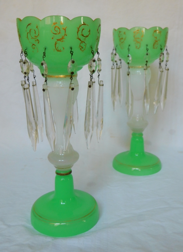 Pair of Baccarat opalin pineapple holders, early 19th century