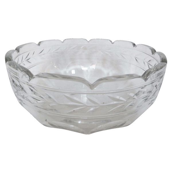 Antique French Baccarat crystal salad bowl, Lauriers pattern