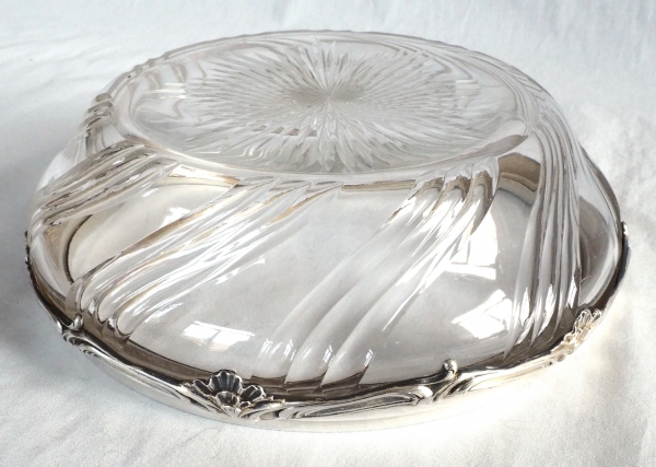 Saladier ou coupe de style Louis XV en cristal de Baccarat et argent massif poinçon Minerve