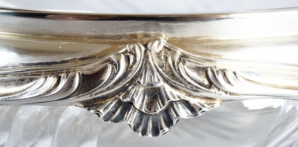 Saladier ou coupe de style Louis XV en cristal de Baccarat et argent massif poinçon Minerve