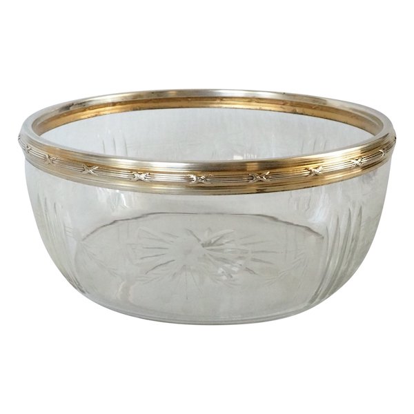 Louis Coignet : Louis XVI style Baccarat crystal and sterling silver salad bowl