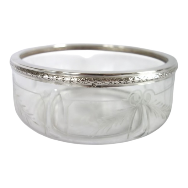 Baccarat crystal salad bowl, sterling silver frame - Louis XVI style