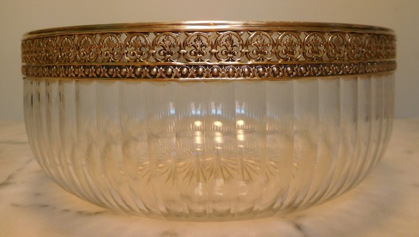 Baccarat crystal salad bowl, mounted with vermeil (gilt sterling silver)