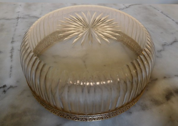 Baccarat crystal salad bowl, mounted with vermeil (gilt sterling silver)