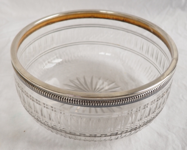 Large Baccarat crystal and sterling silver salad bowl