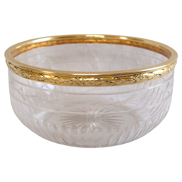 Puiforcat : Baccarat crystal and vermeil (sterling silver) Louis XVI style salad bowl
