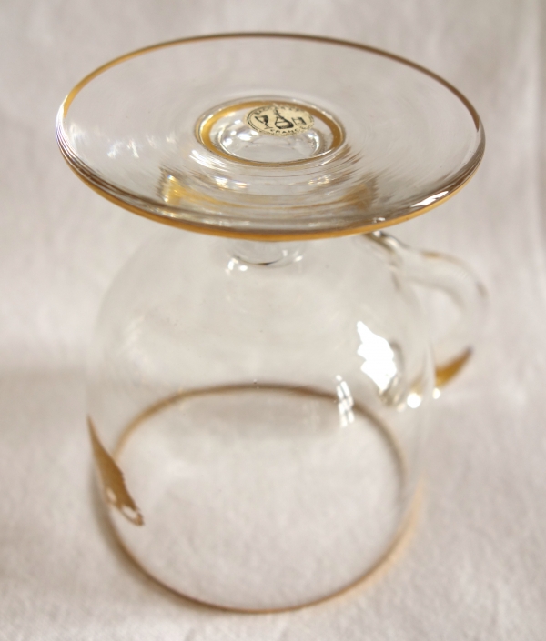 Service de verres 6 pièces en cristal de Baccarat gravé & doré couronne royale, étiquette papier