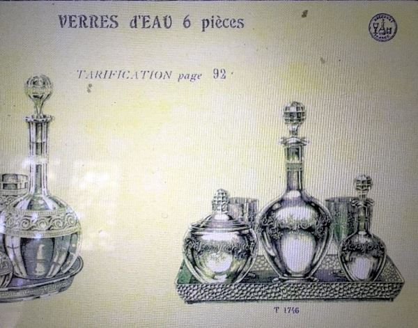 Baccarat crystal night set, Sevigne pattern enhanced with fine gold