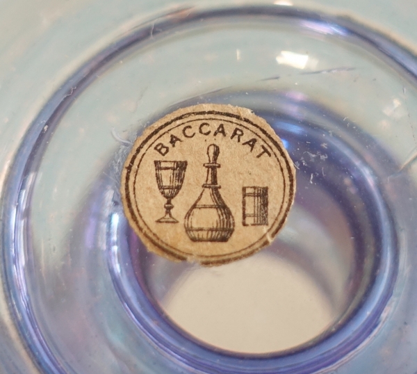 Service à fruits - service à eau-de-vie en cristal de Baccarat irisé - étiquette