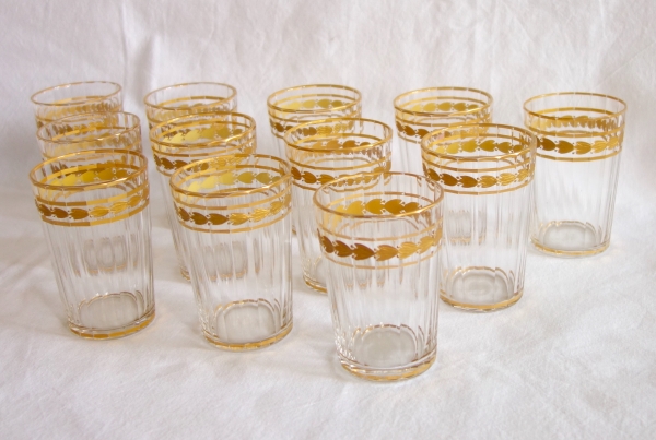 Baccarat crystal juice serving set enhanced with fine gold, circa 1900