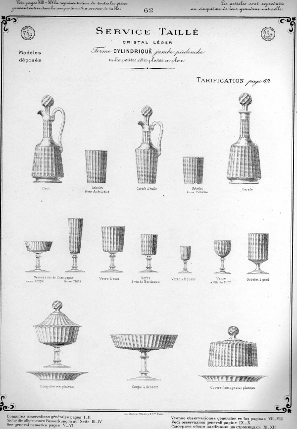 Service à jus de fruits en cristal de Baccarat taillé et doré, vers 1900