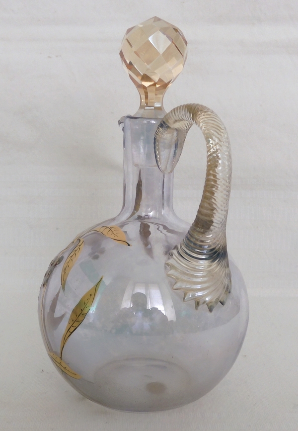 Service à liqueur en cristal de Baccarat irisé doré à l'or fin, époque fin XIXe, étiquette