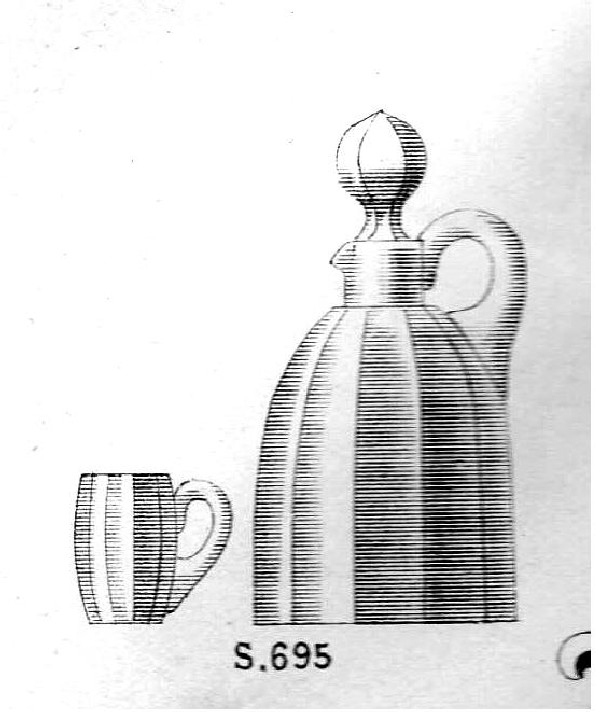 Service à liqueur en cristal de Baccarat doré modèle Cannelures - étiquette papier
