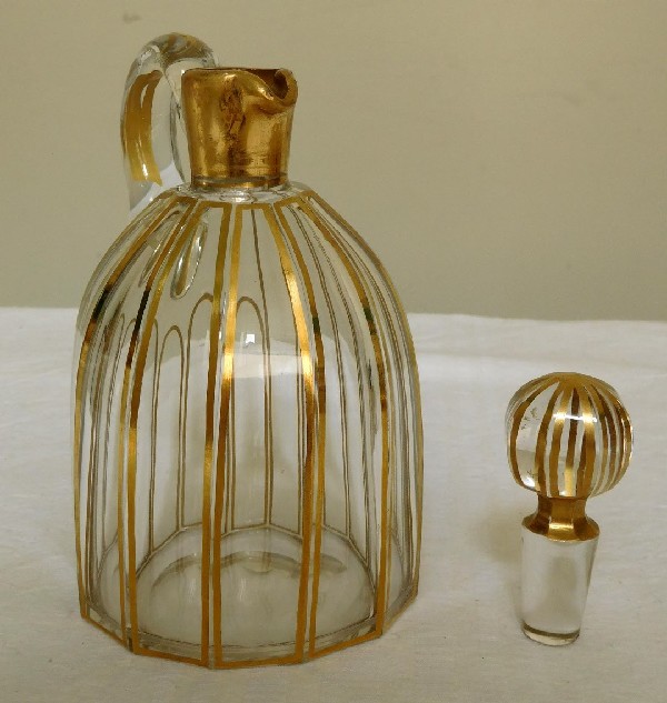 Baccarat crystal liquor set enhanced with fine gold, original sticker