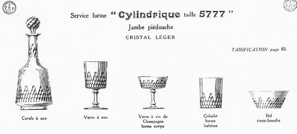 Service à liqueur en cristal de Baccarat, 6 pièces modèle Richelieu, monture en bronze