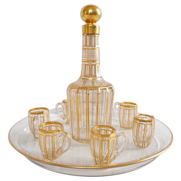 Service à liqueur en cristal de Baccarat doré, modèle Cannelures
